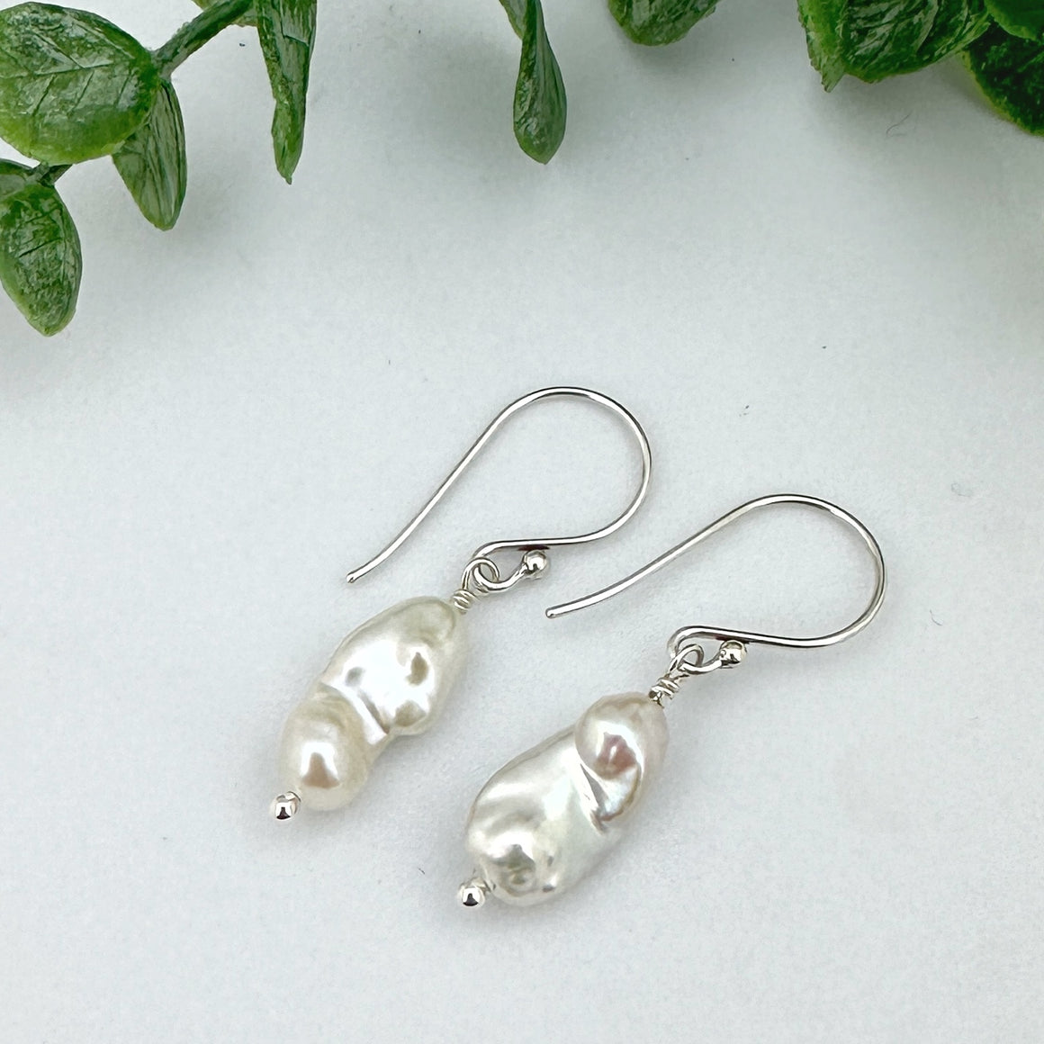 Baroque Freshwater Pearl Sterling Silver Drop Earrings