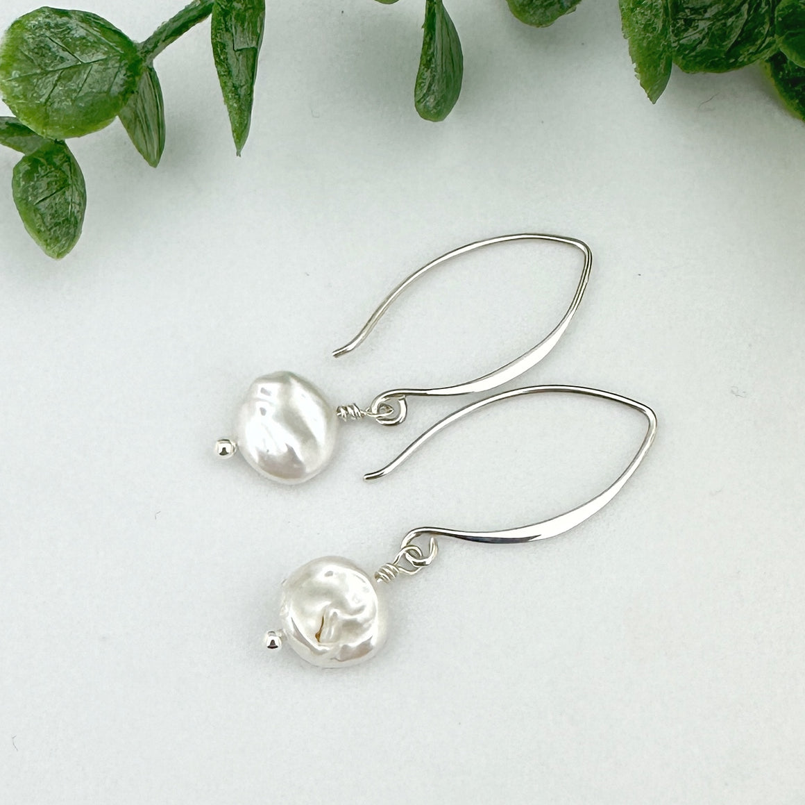 Baroque Coin Freshwater Sterling Silver Earrings