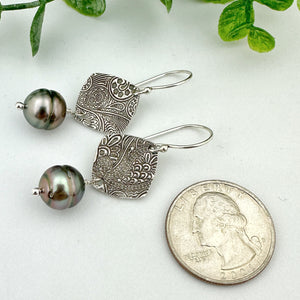 Whimsical Sterling Silver Tahitian Pearl Earrings