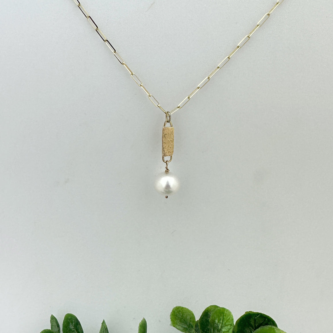 14k Gold South Sea Pearl Paperclip Chain Necklace