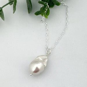 Baroque White Pearl Sterling Silver Necklace