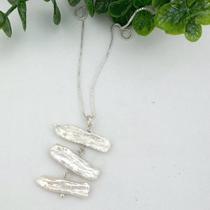 Biwa Pearl Sterling Silver Necklace