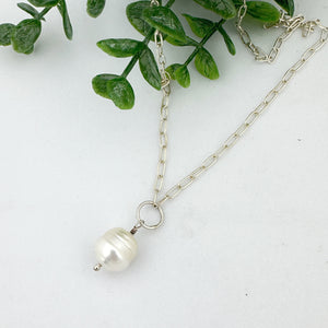White South Sear Baroque Pearl Sterling Silver Necklace