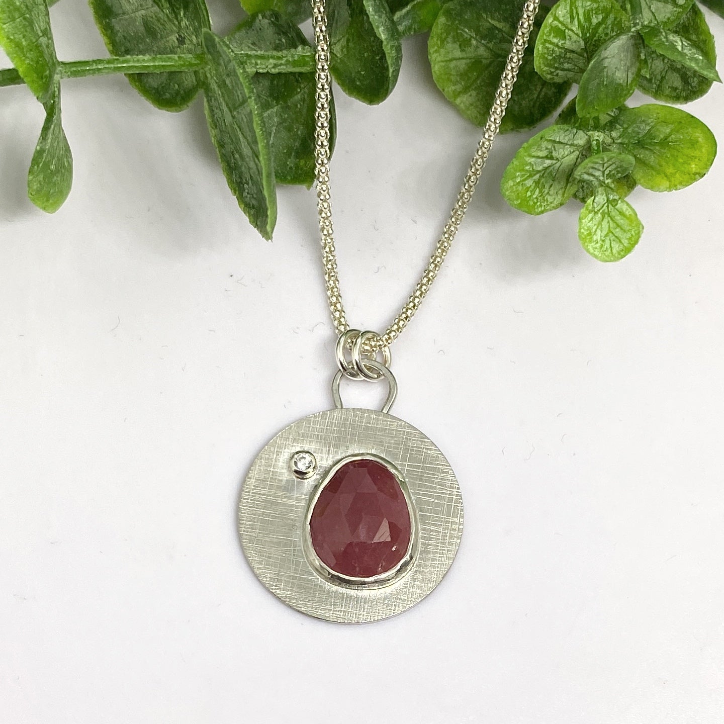 Sterling Silver Pink Sapphire Pendant